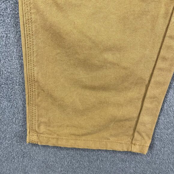 Berkley Jensen Carpenter Pants Mens 34x30 Brown Duck Canvas Workwear Hammer Loop - Picture 9 of 16